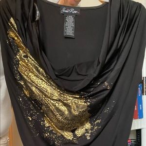 Susie Rose Black and Gold Blouse